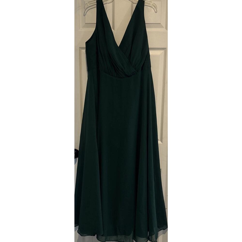 Size 2xl Long Chiffon sleeveless Bridesmaid Dress Dark Green Prom Formal